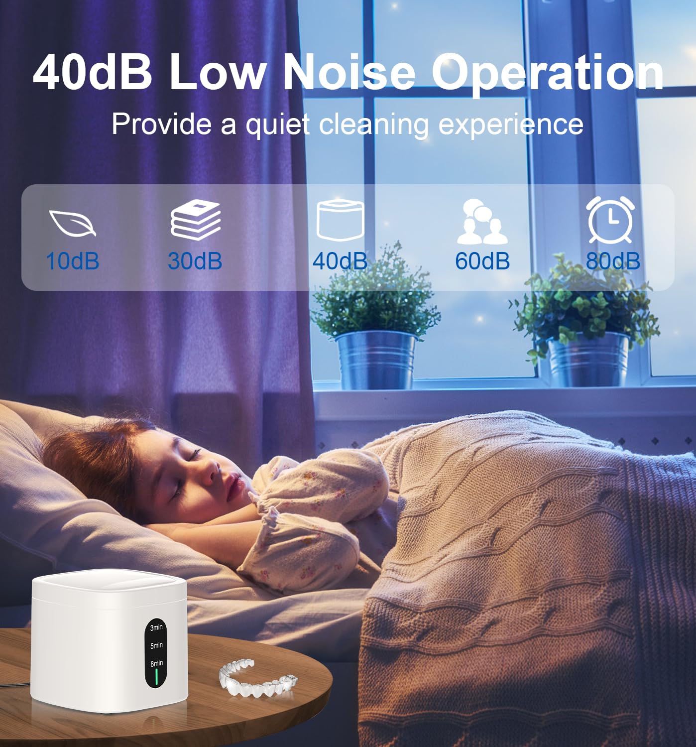 2025 Ultrasonic Retainer Cleaner Machine – 45kHz, UV Light, 3 Cleaning Modes, 200ML Capacity
