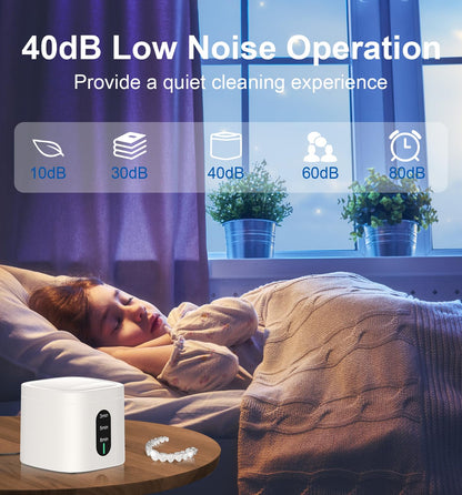 2025 Ultrasonic Retainer Cleaner Machine – 45kHz, UV Light, 3 Cleaning Modes, 200ML Capacity