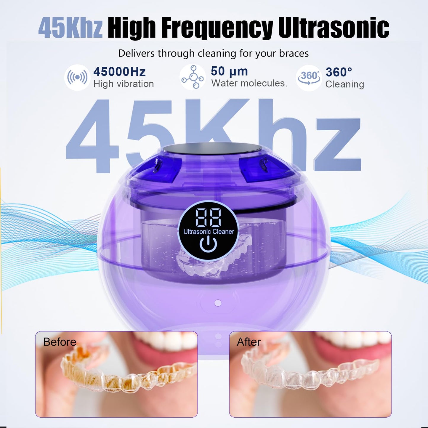 Retainer Cleaner Machine 45kHz Ultrasonic – 200ML, 3 Cleaning Modes