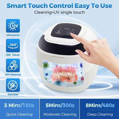 Retainer Cleaner 45kHz Ultrasonic – Dentures, Aligners, Jewelry, Portable (6 Modes)