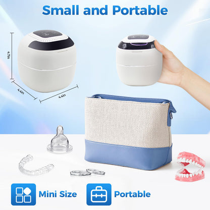Retainer Cleaner 45kHz Ultrasonic – Dentures, Aligners, Jewelry, Portable (6 Modes)