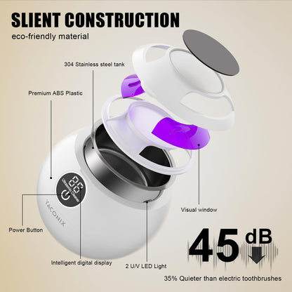 45kHz Ultrasonic Retainer Cleaner Machine – 3 Modes, IPX6 Waterproof, 200ml