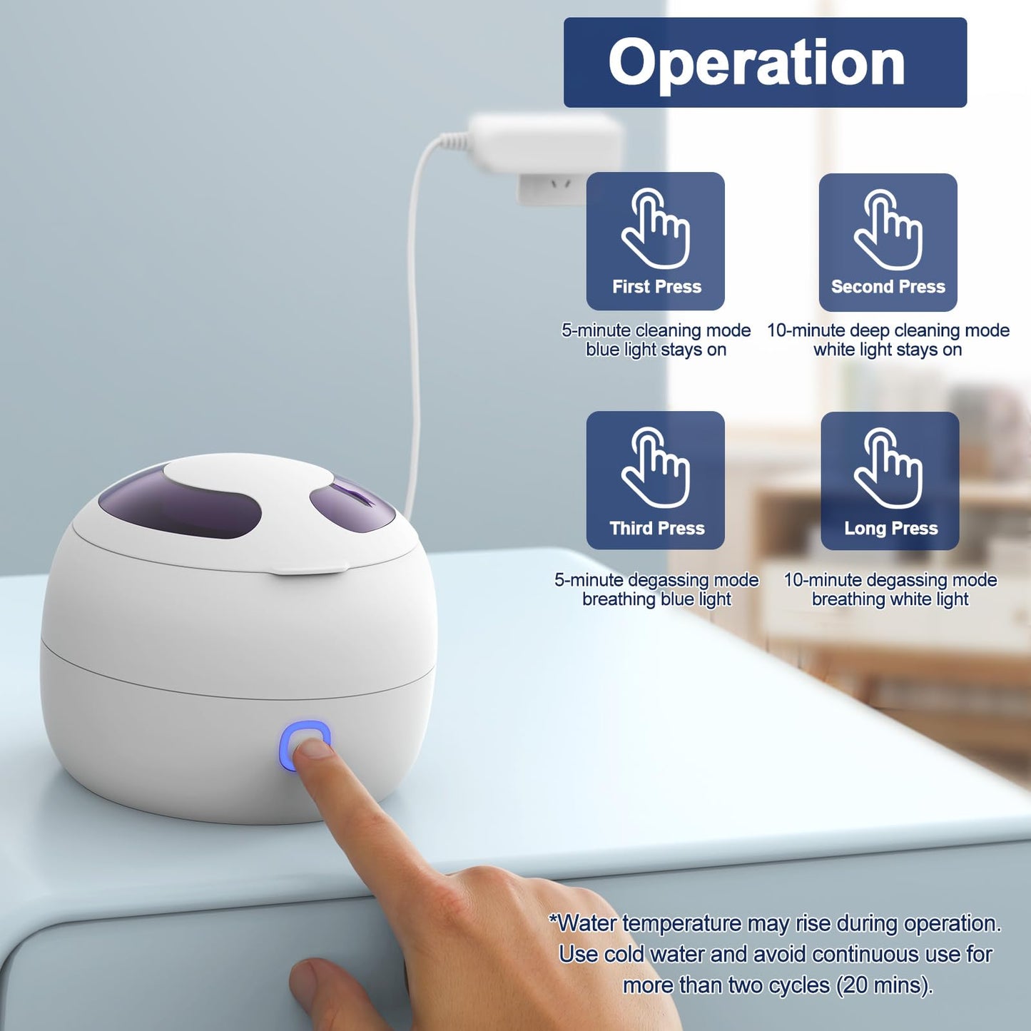 Upgraded Ultrasonic Retainer Cleaner - 45kHz Cleaning Machine with 200ml Pod