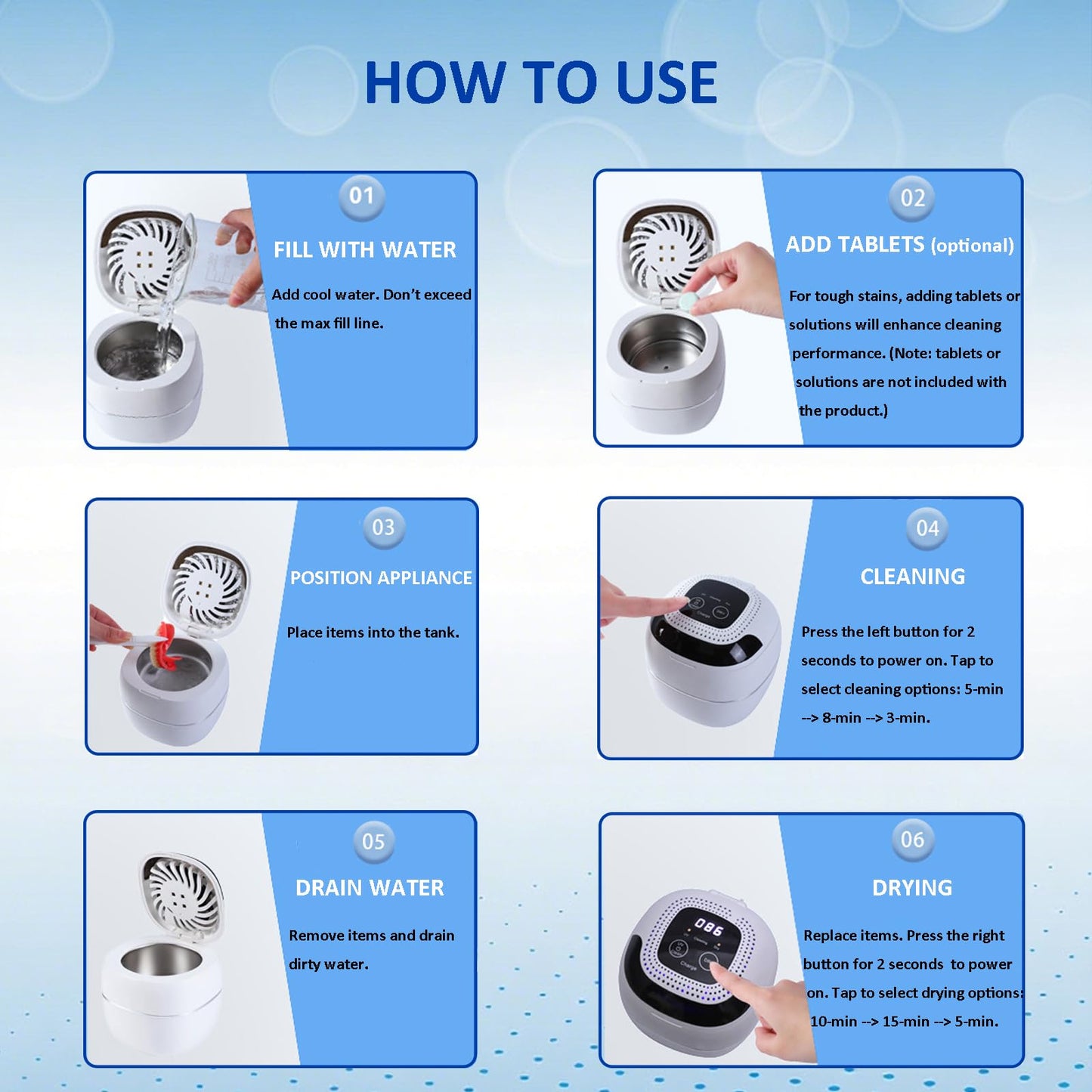 2025 Upgraded Ultrasonic Retainer Cleaner with Dryer Fan – 45kHz UV Cleaning Pod (White) | Dentures, Aligners & Jewelry