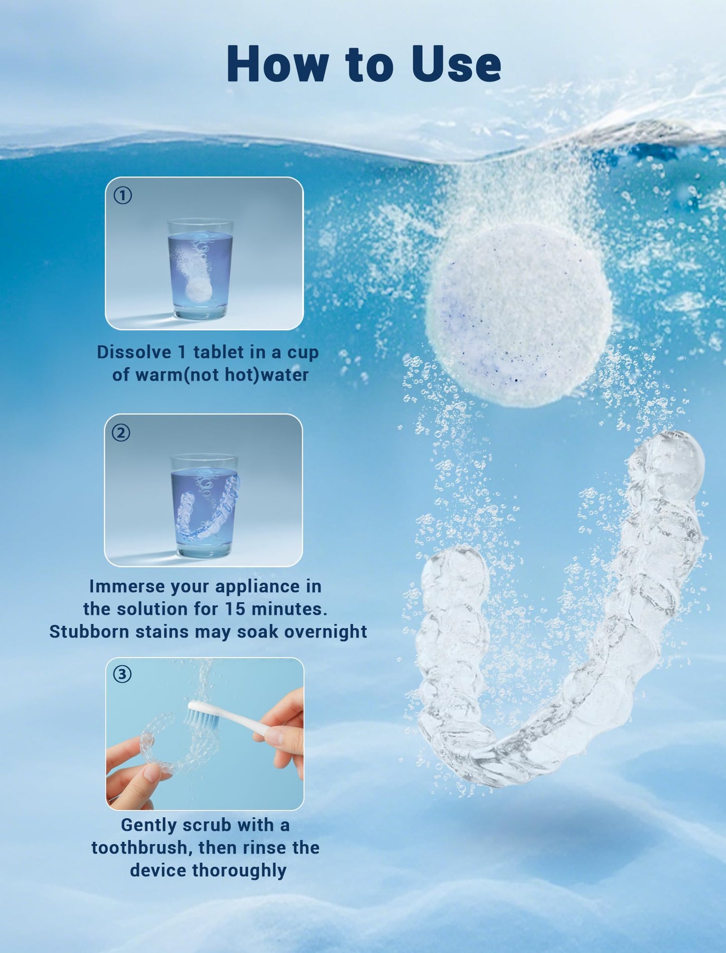 Retainer Cleaner Tablets (120 pcs) - Invisalign, Aligners, Mint Fresh