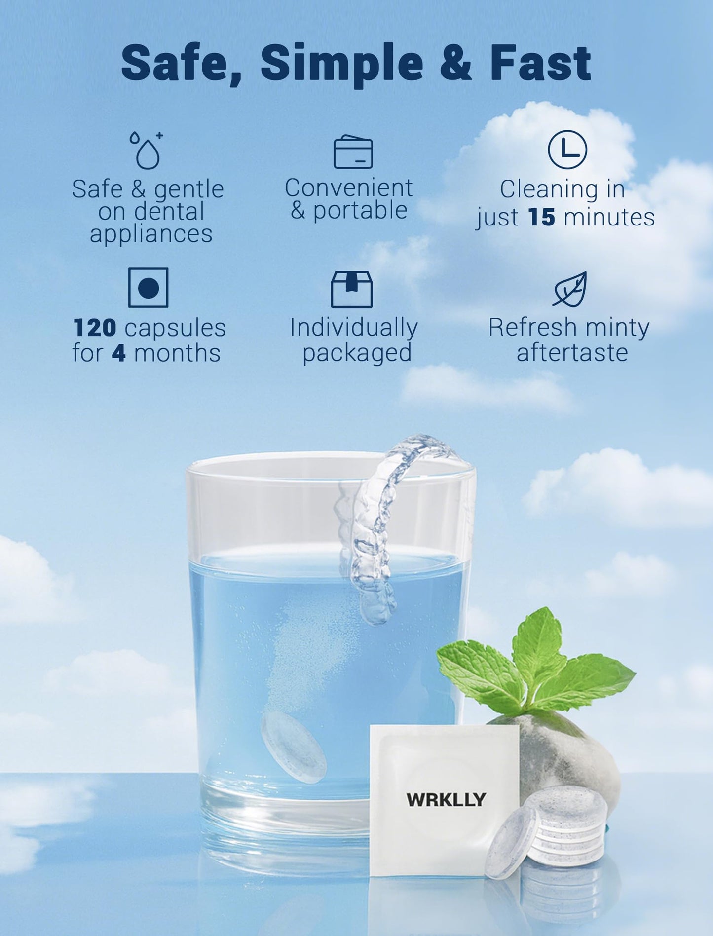 Retainer Cleaner Tablets (120 pcs) - Invisalign, Aligners, Mint Fresh