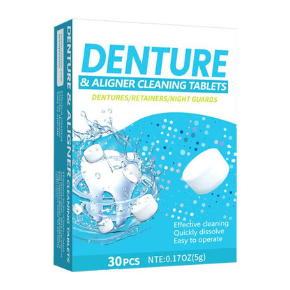 Retainer Cleaner Tablets 30 Count – Effervescent Cleaning for Aligners, Night Guards & Dentures