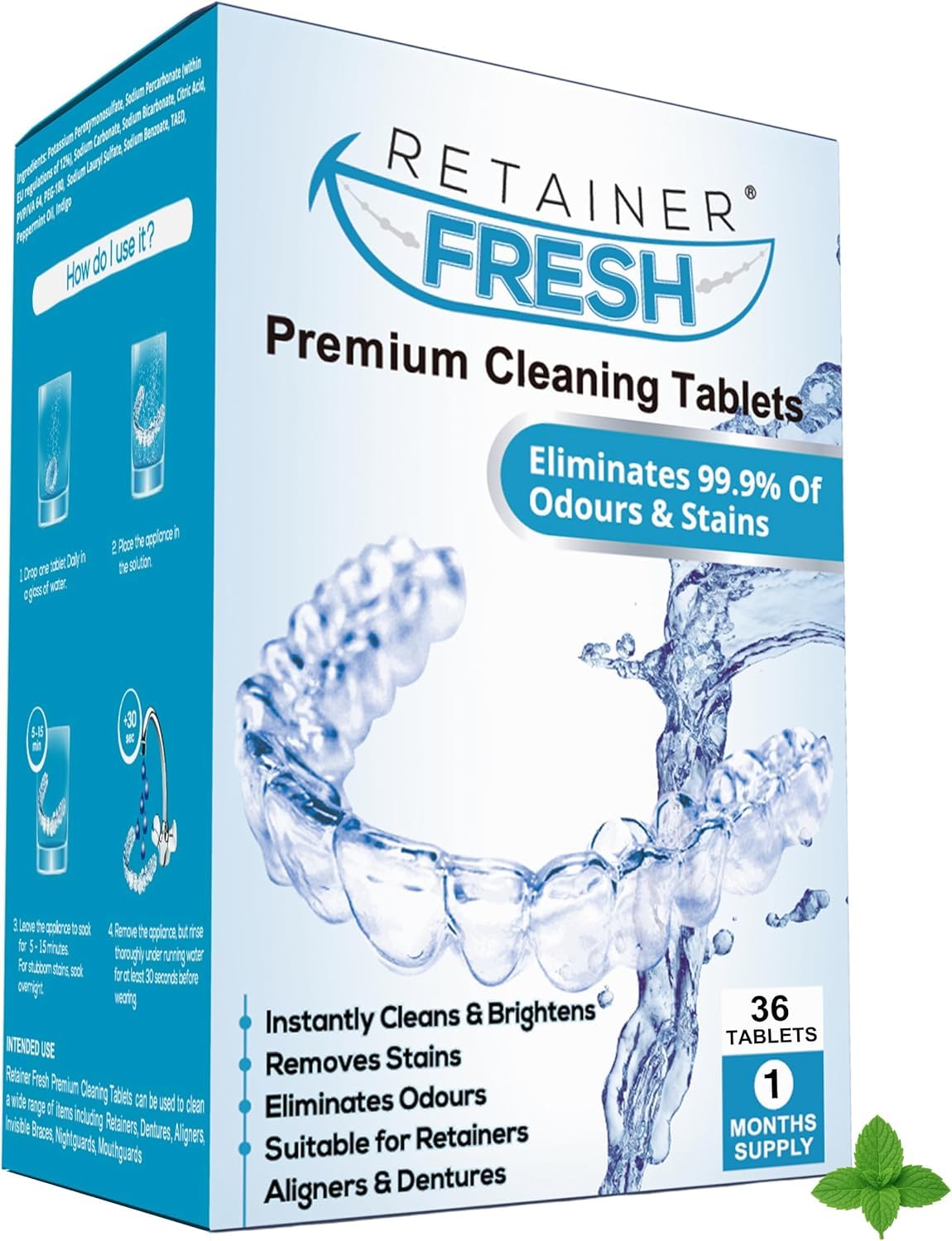 Retainer Cleaner Tablets – 36 Count | Aligners, Dentures & Mouth Guards