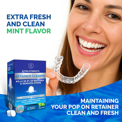 Retainer Cleaner Tablets for Invisalign – Ultrasonic Cleaner Safe, 120 Tablets (4-Month Supply)