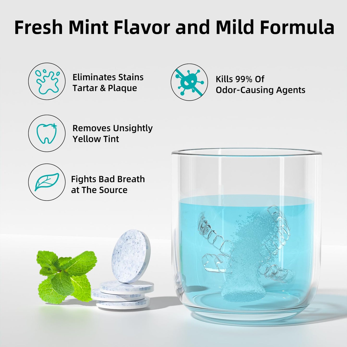 Retainer Cleaner Tablets Minty Fresh - 240 Count | Denture & Invisalign Cleaner