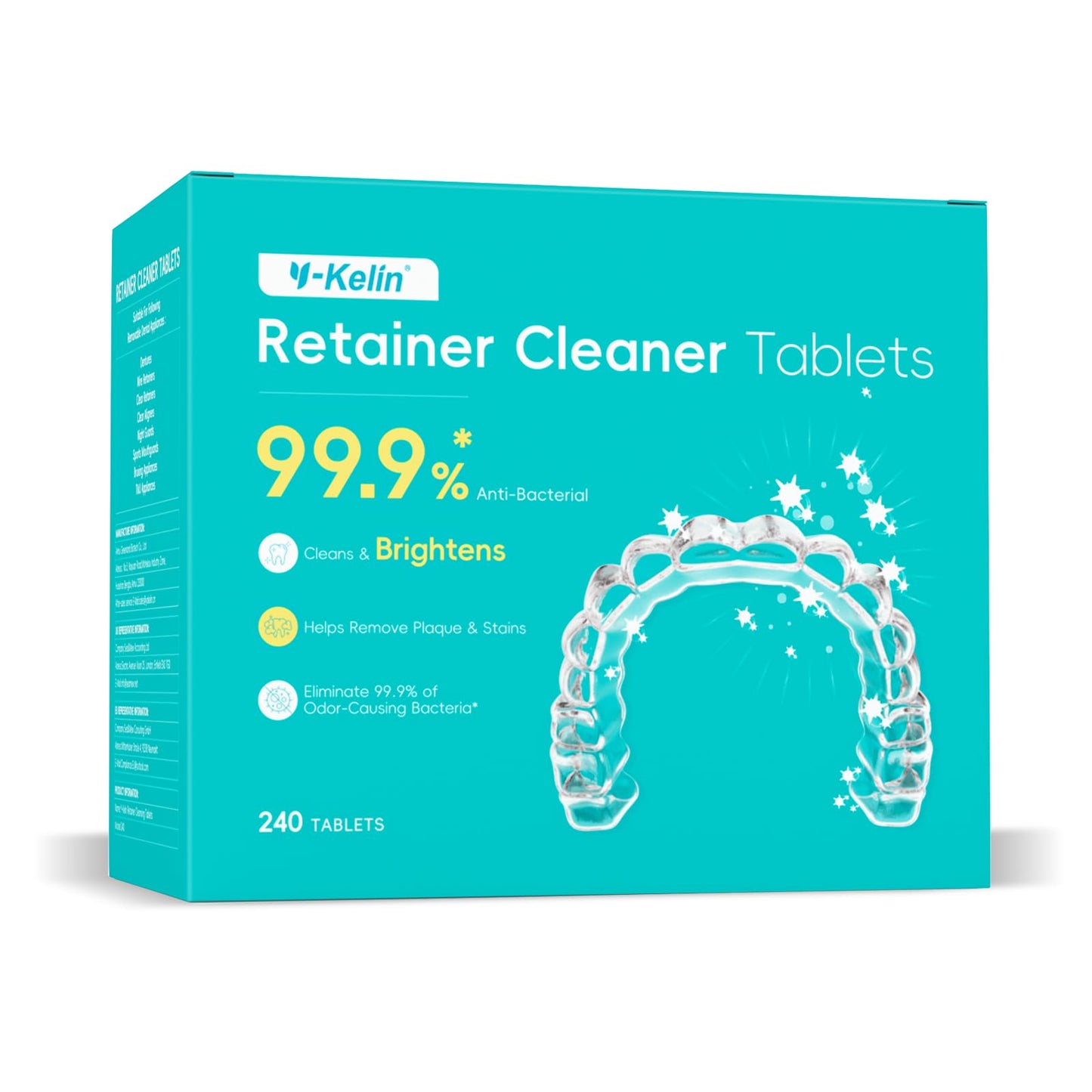 Retainer Cleaner Tablets Minty Fresh - 240 Count | Denture & Invisalign Cleaner