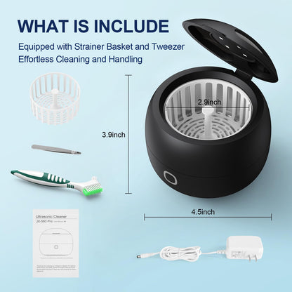 Upgraded Ultrasonic Retainer Cleaner 45kHz – Denture, Mouth Guard & Night Guard Cleaner with 200ml Cleaning Pod