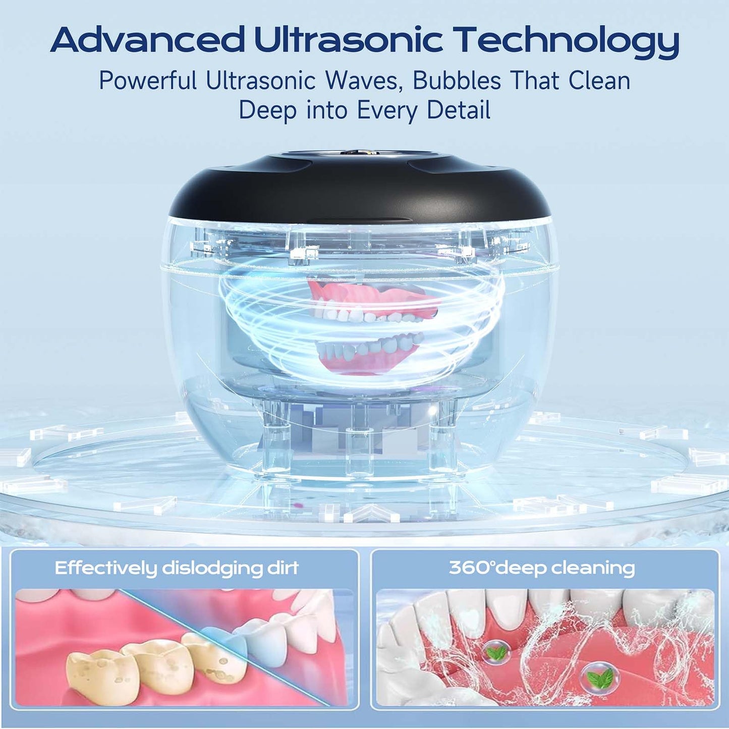 Ultrasonic Retainer Cleaner 2025 Upgraded – 45kHz 200ml for Dentures, Braces & Jewelry