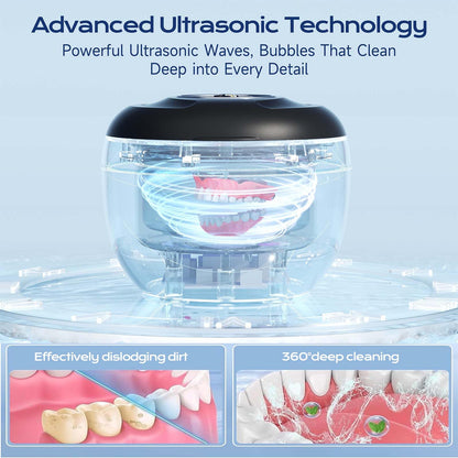 Ultrasonic Retainer Cleaner 2025 Upgraded – 45kHz 200ml for Dentures, Braces & Jewelry