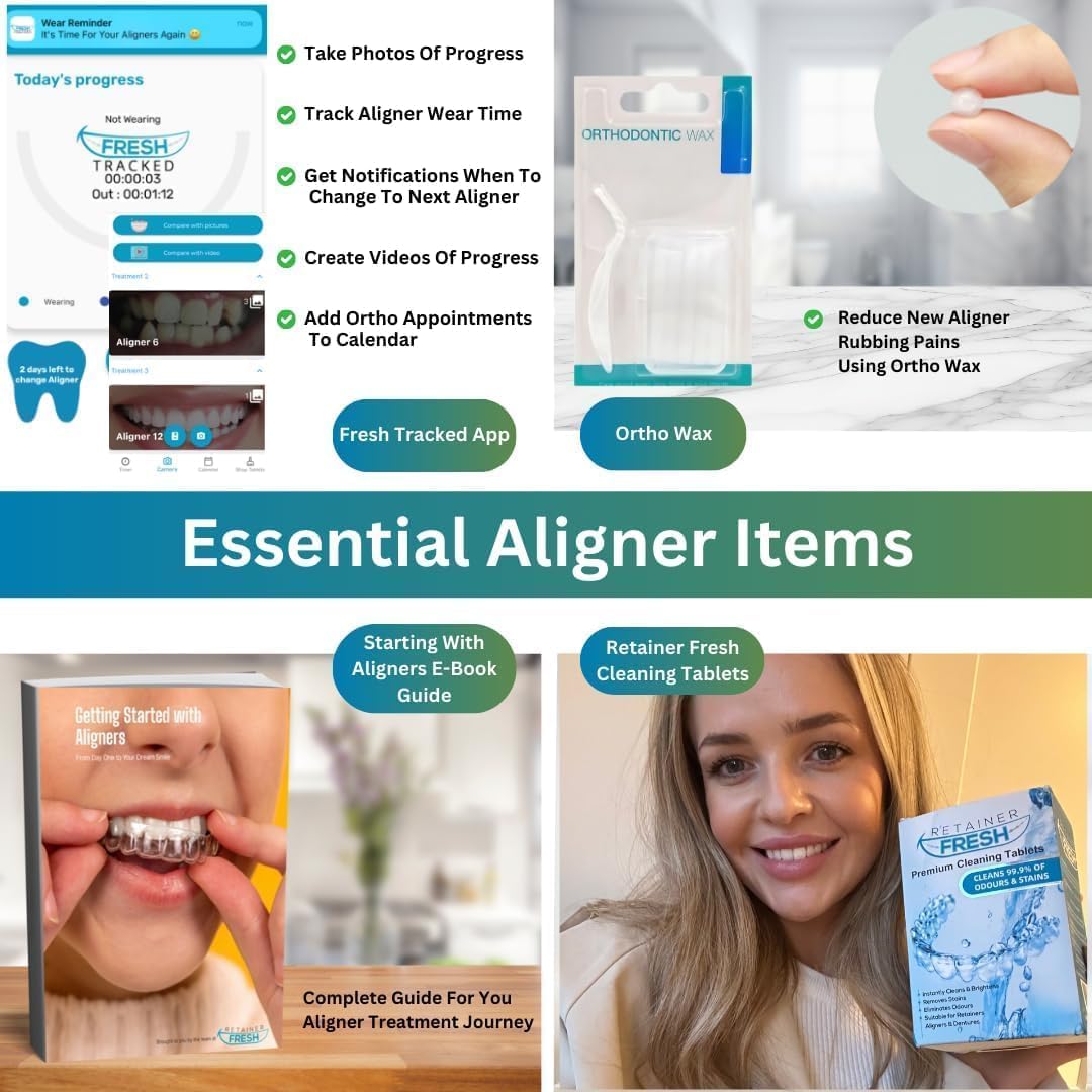 Retainer Cleaning Kit & Tablets – 36 Tabs (1 Month) | Cleaners for Aligners, Mouth Guards & Dentures