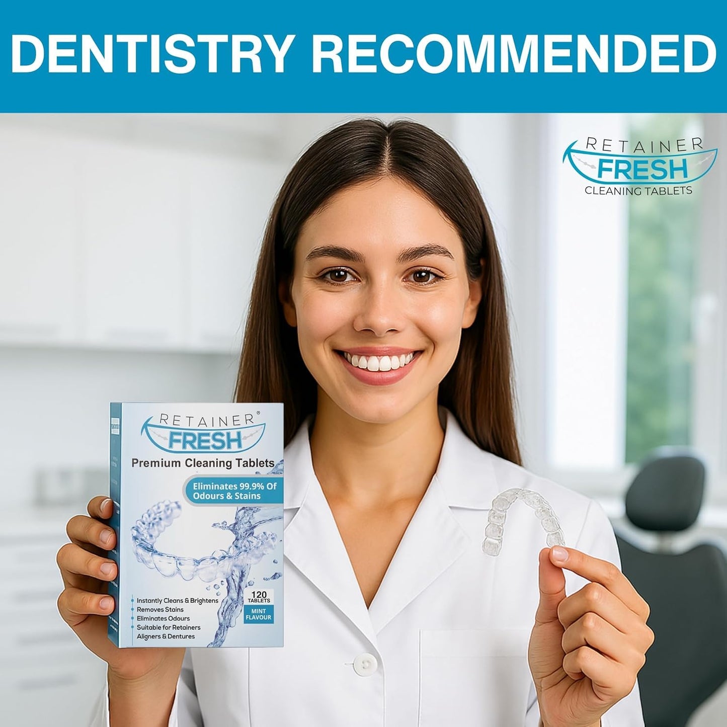 Retainer Cleaning Kit & Tablets – 36 Tabs (1 Month) | Cleaners for Aligners, Mouth Guards & Dentures