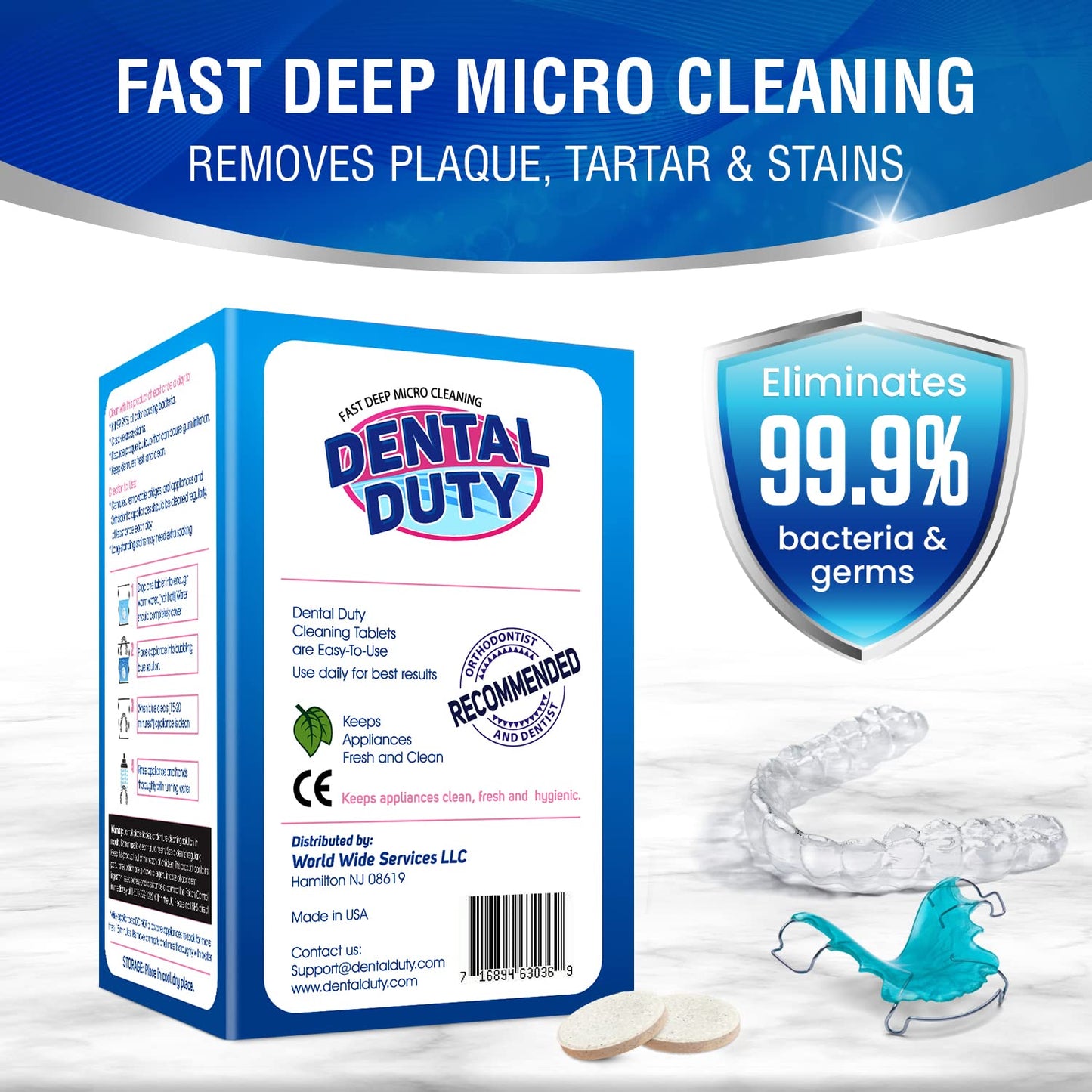120 Units Retainer & Denture Cleaning Tablets – Minty Cleaner for Aligners & Mouthguards