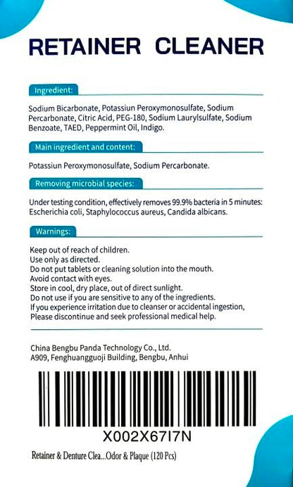 Retainer & Denture Cleaner Tablets – 120 Pcs (4 Months) for Aligners & Mouth Guards