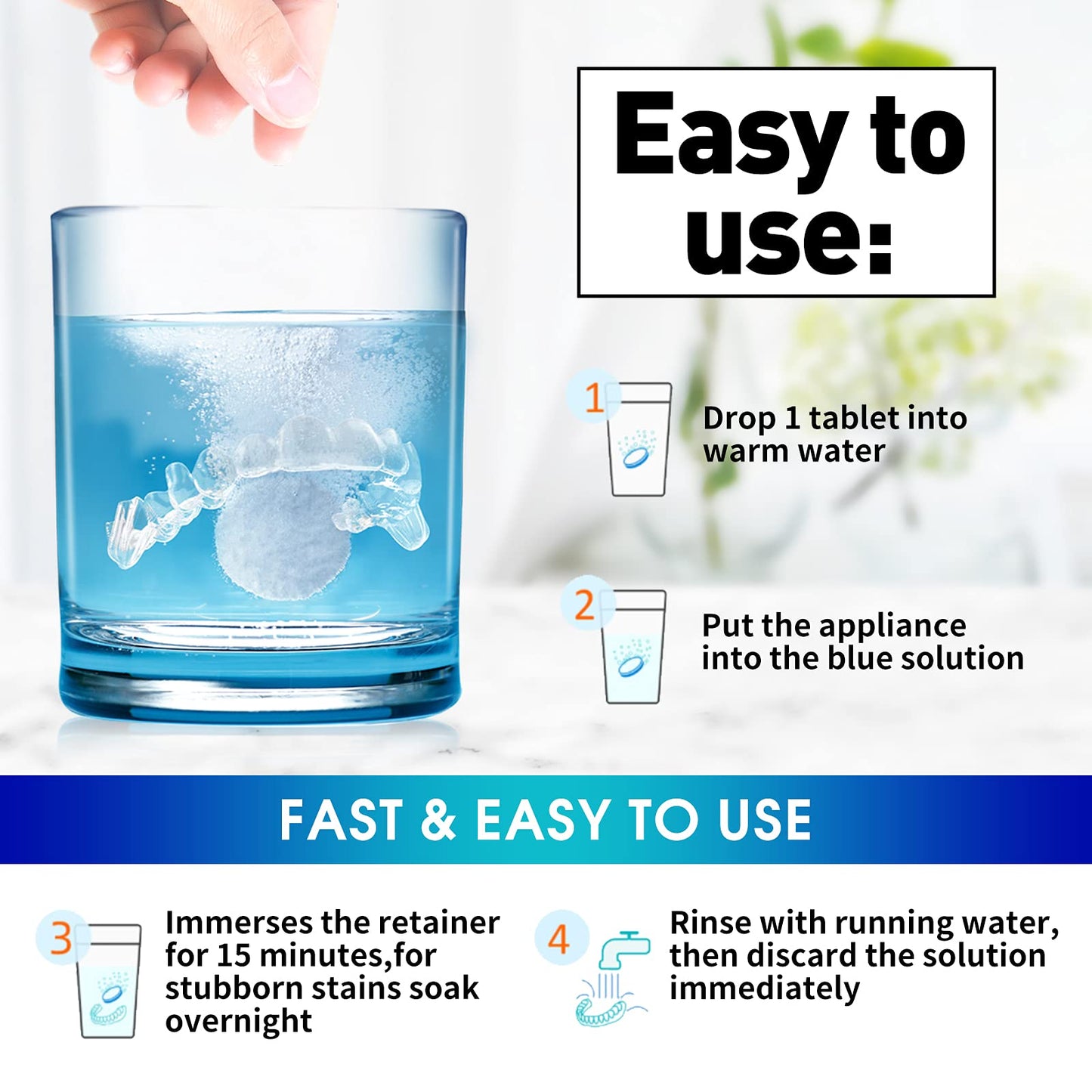 Retainer & Denture Cleaner Tablets – 36 Tabs (1 Month) for Aligners & Mouth Guards
