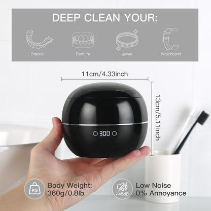 Dental Ultrasonic Retainer Cleaner Machine – 45kHz Cleaning Pod for Dentures, Aligners, Mouth Guards & Jewelry