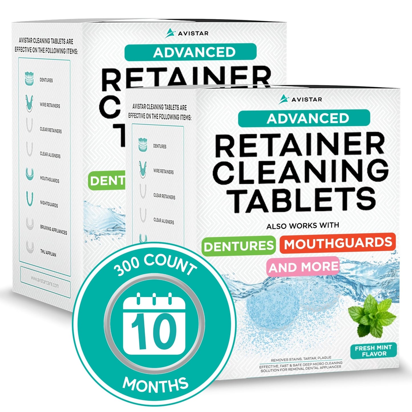 Retainer & Mouth Guard Cleaner Tablets – Mint Flavor, 300 Count