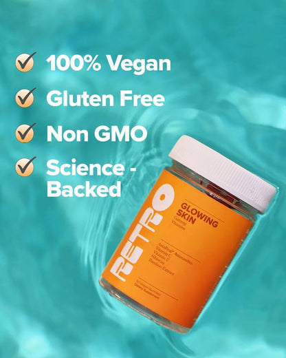 O Positiv RETRO Gummy Glowing Skin Vitamins – Vegan Skin Gummies for Collagen & Hydration (50 Count)