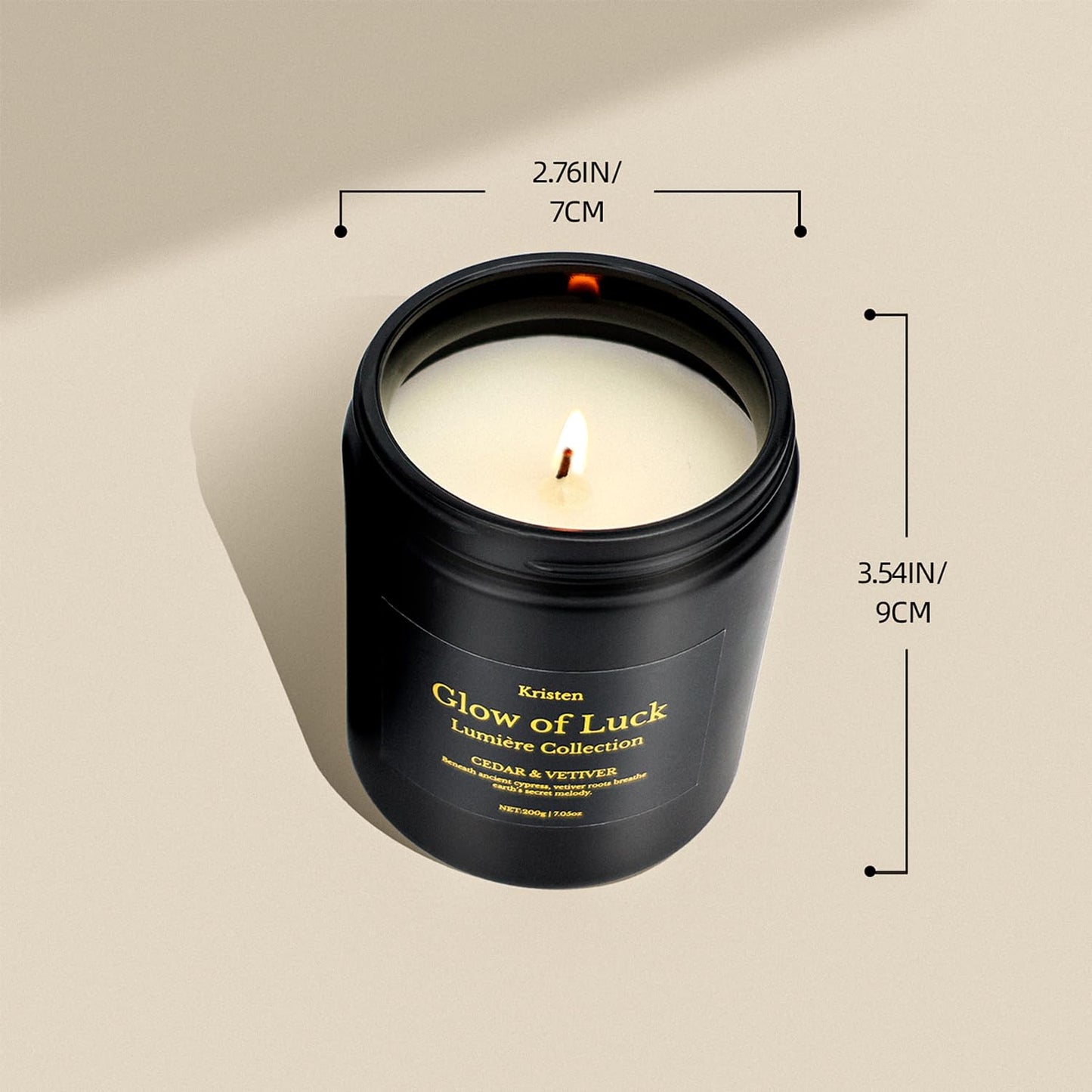 Cedarwood & Vetiver Soy Candle – Luxury Handcrafted Black Jar (7.05 oz, 42-Hour Burn)
