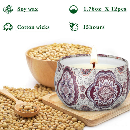 Christmas Scented Candles Gift Set – 12 Pack Soy Wax Aromatherapy Candles