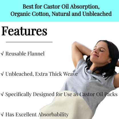 Two-Piece Organic Cotton Flannel for Castor Oil Pack | Reusable Pads