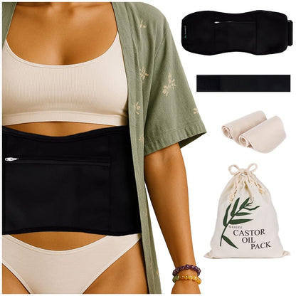 Reusable Castor Oil Stomach Wrap Kit – Adjustable 30-60 in