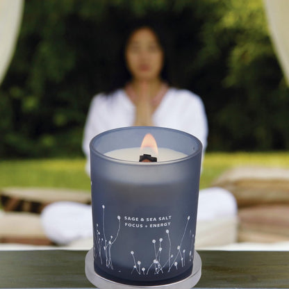 White Sage Sea Salt Wood Wick Soy Candle 10.6 oz | Aromatherapy & Cleansing