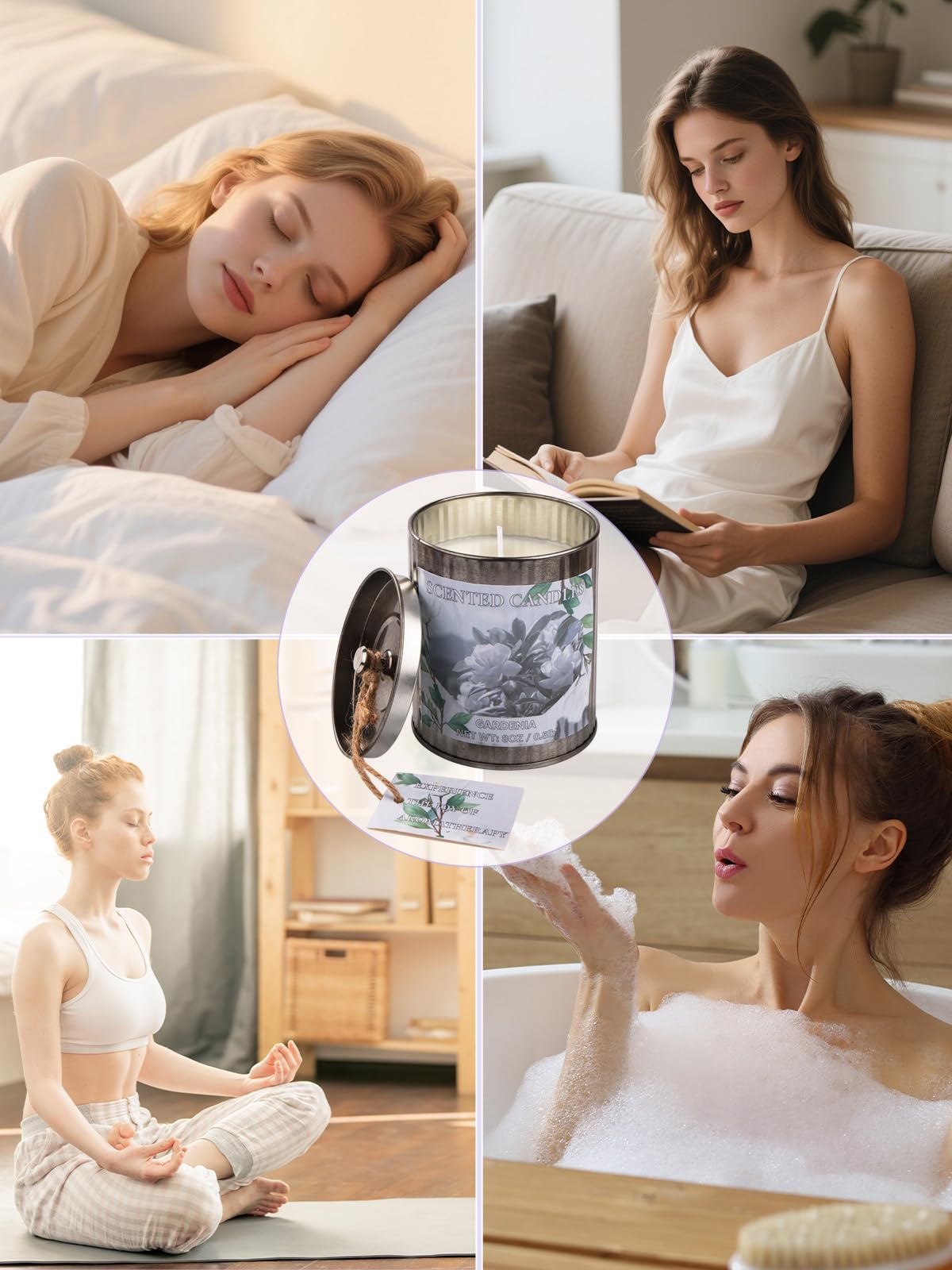 Gardenia Scented Soy Candle 8oz – 50 Hours Burn Time | Home Aromatherapy Gift