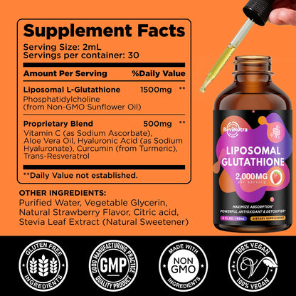 ReviNutra Liposomal Glutathione - 2000mg Liquid Drops