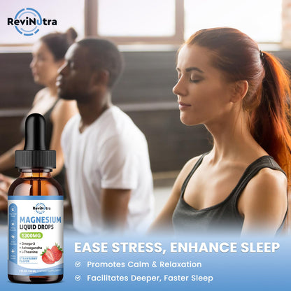 ReviNutra 2 Pack Liquid Magnesium Drops – Glycinate, Taurate & Citrate (Sugar-Free Strawberry)