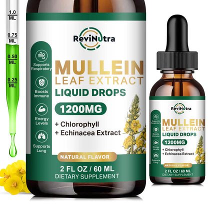 ReviNutra Mullein Drops for Lungs – 1200mg Mullein Leaf Liquid (2 fl oz)