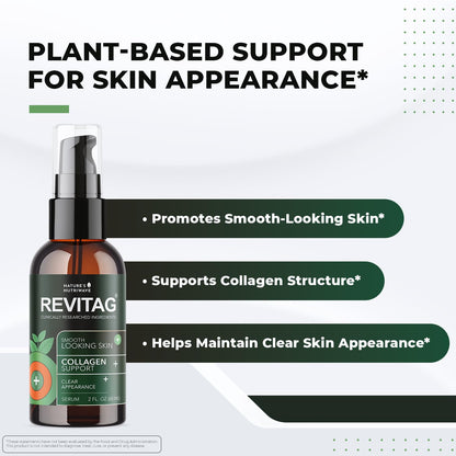 ReviTag Skin Serum – Natural Smooth Skin & Collagen Support | 2 Fl Oz, USA Made