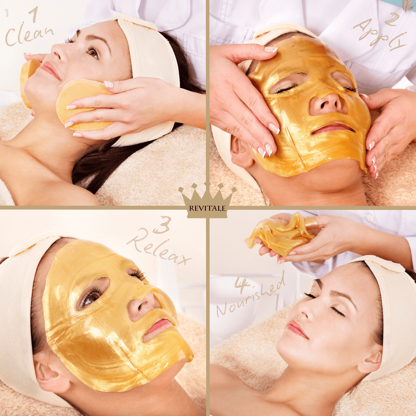 Revitale 24K Gold Face Collagen Mask - Nourishes, Firms & Hydrates