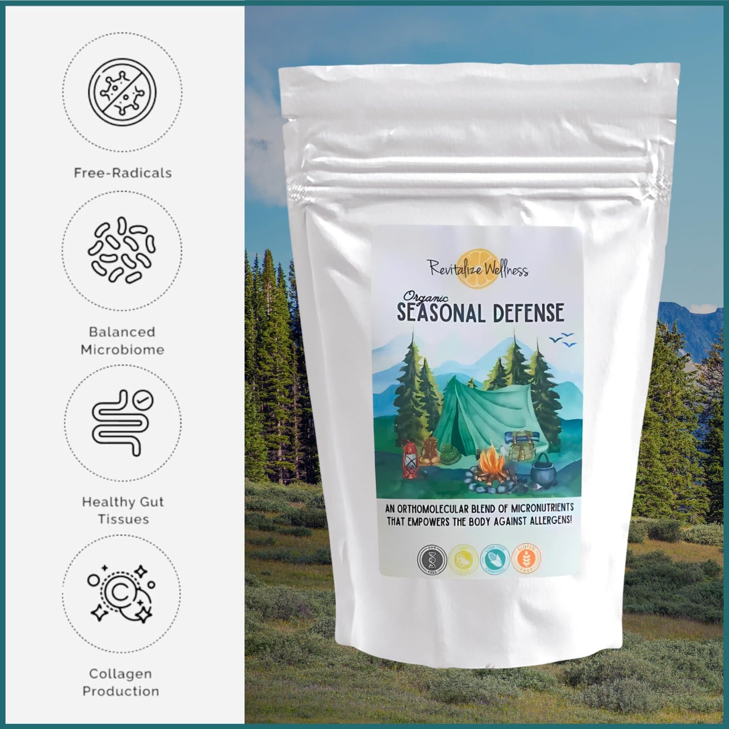 Revitalize Wellness Seasonal Defense Powder – Bromelain, NAC, Quercetin, Vitamin C | 30 Servings