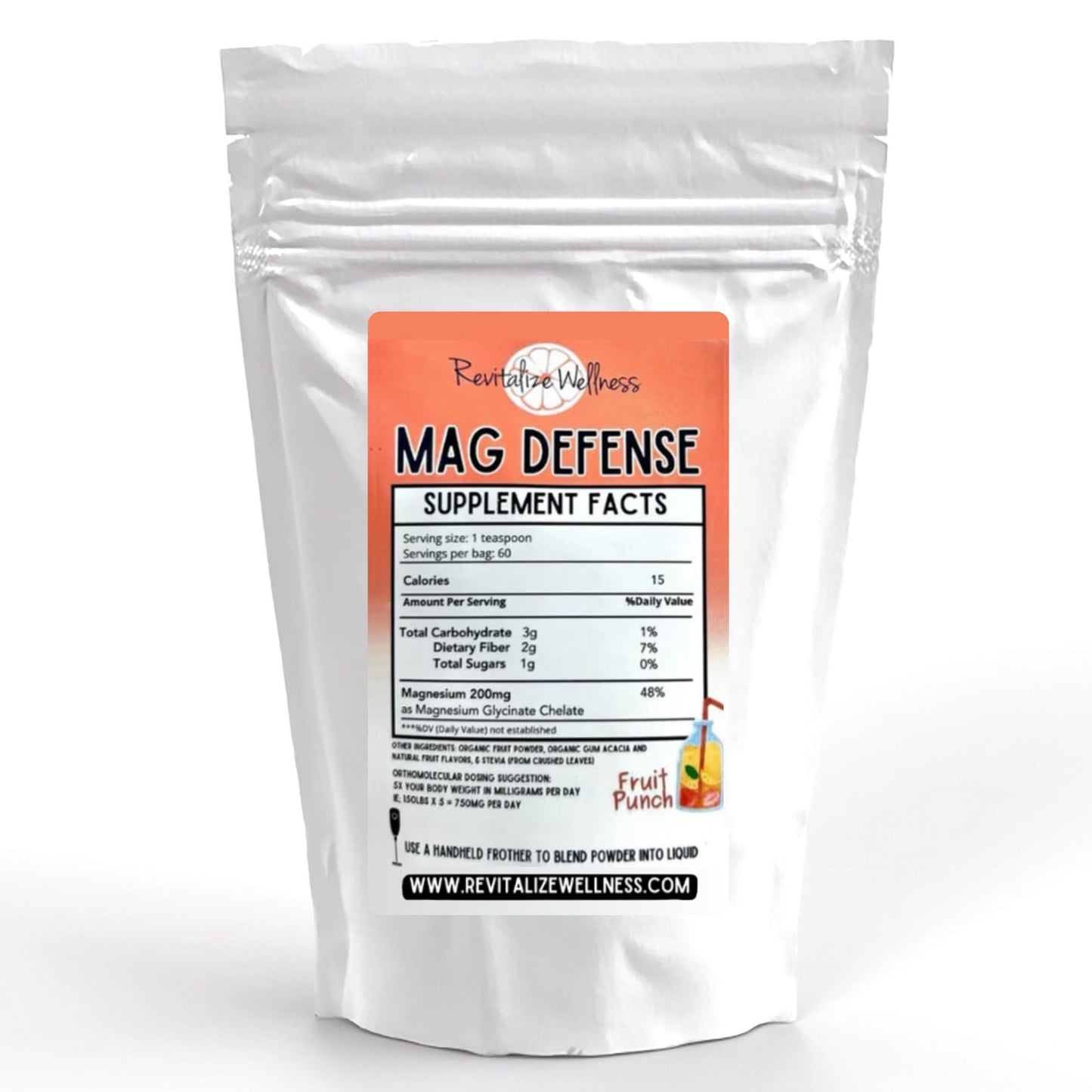 Revitalize Mag Defense Powder: 200 mg Magnesium Glycinate, 60 Servings