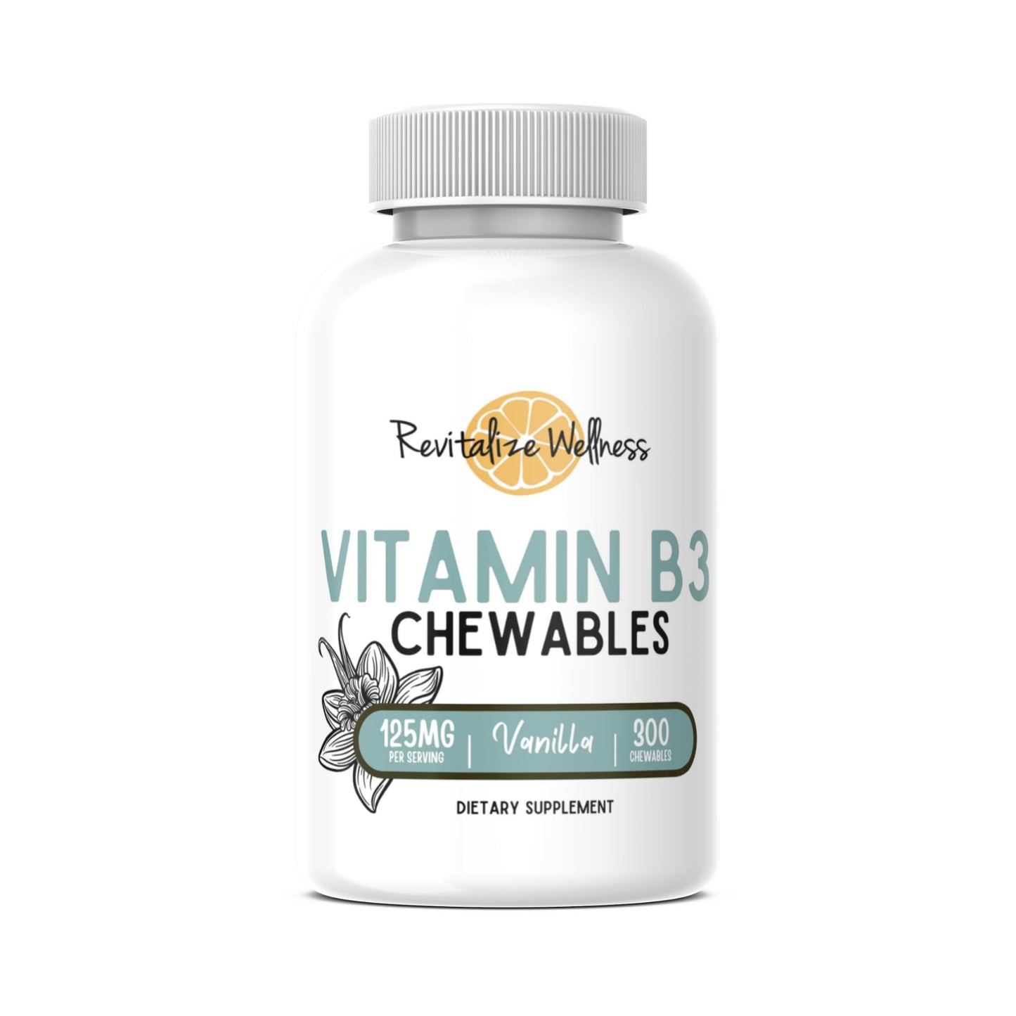 Revitalize Wellness Vitamin B3 Chewables - 125 mg per Chewable | Vanilla Flavor | 300 Servings