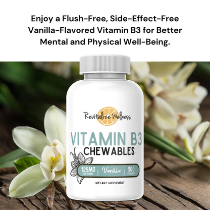 Revitalize Wellness Vitamin B3 Chewables - 125 mg per Chewable | Vanilla Flavor | 300 Servings