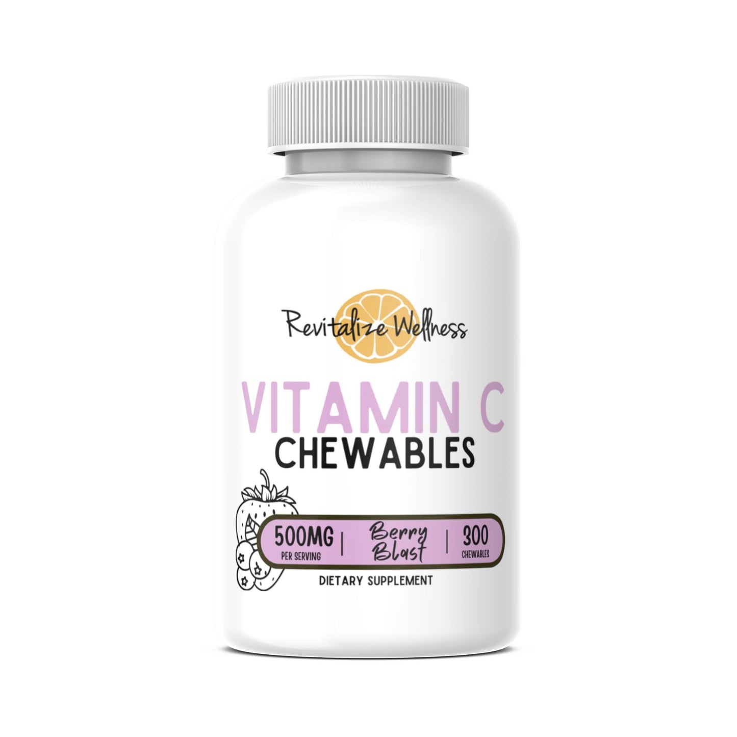 Revitalize Wellness Vitamin C Chewables - 500 mg per Serving | Berry Blast (60 Servings)