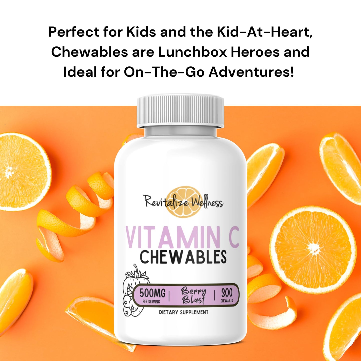 Revitalize Wellness Vitamin C Chewables - 500 mg per Serving | Berry Blast (60 Servings)