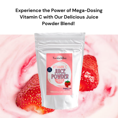 Revitalize Wellness Vitamin C Juice Powder – 1000 mg Vitamin C (Ascorbic Acid) per Serving | No Sugar Added | Strawberries & Cream | 120 Servings
