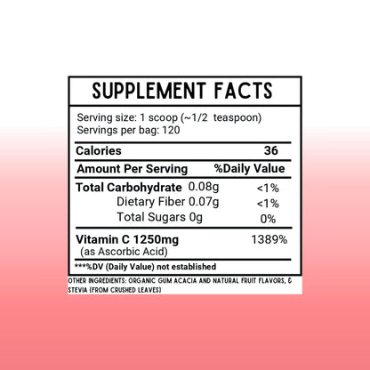 Revitalize Wellness Vitamin C Juice Powder – 1000 mg Vitamin C (Ascorbic Acid) per Serving | No Sugar Added | Strawberries & Cream | 120 Servings