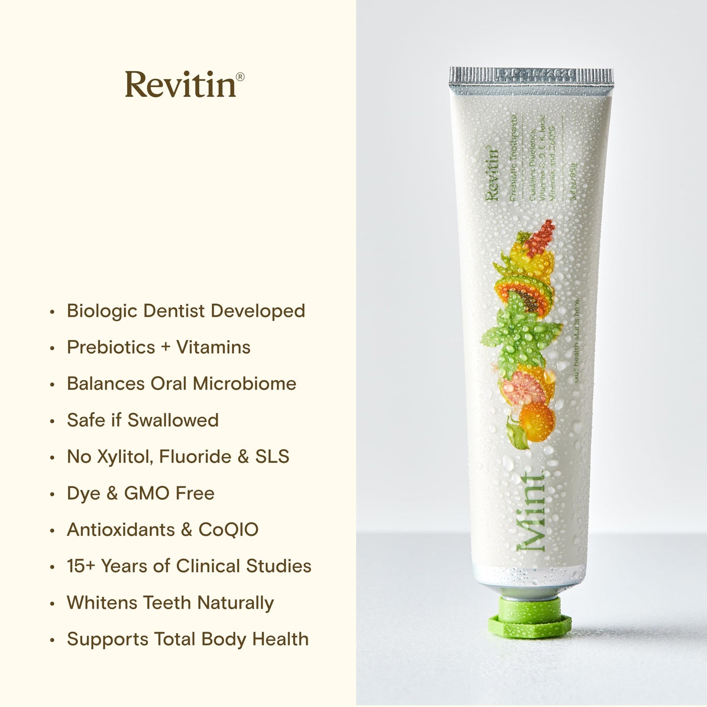 Revitin Toothpaste | Fluoride-Free Prebiotic Mint | Kid Approved