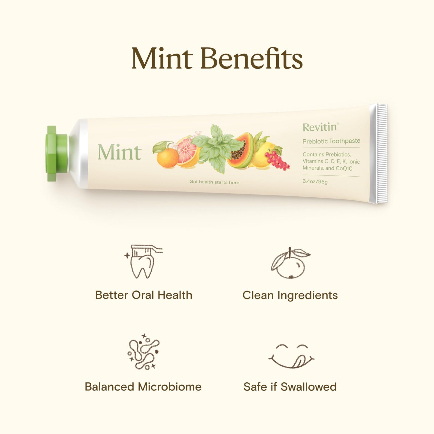 Revitin Toothpaste | Fluoride-Free Prebiotic Mint | Kid Approved