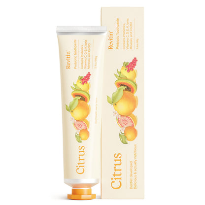 Revitin Toothpaste | Fluoride-Free Prebiotic Citrus Toothpaste | No SLS, Dye Free, GMO Free, Gluten Free | Non-Toxic, Kid Approved