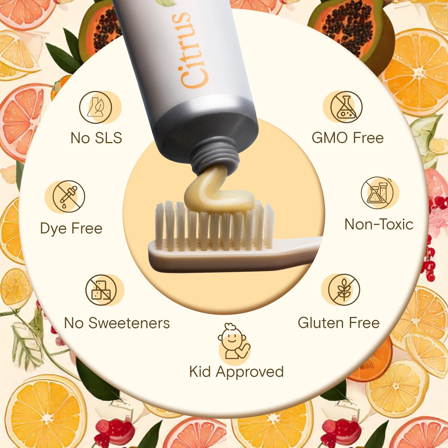 Revitin Toothpaste | Fluoride-Free Prebiotic Citrus Toothpaste | No SLS, Dye Free, GMO Free, Gluten Free | Non-Toxic, Kid Approved