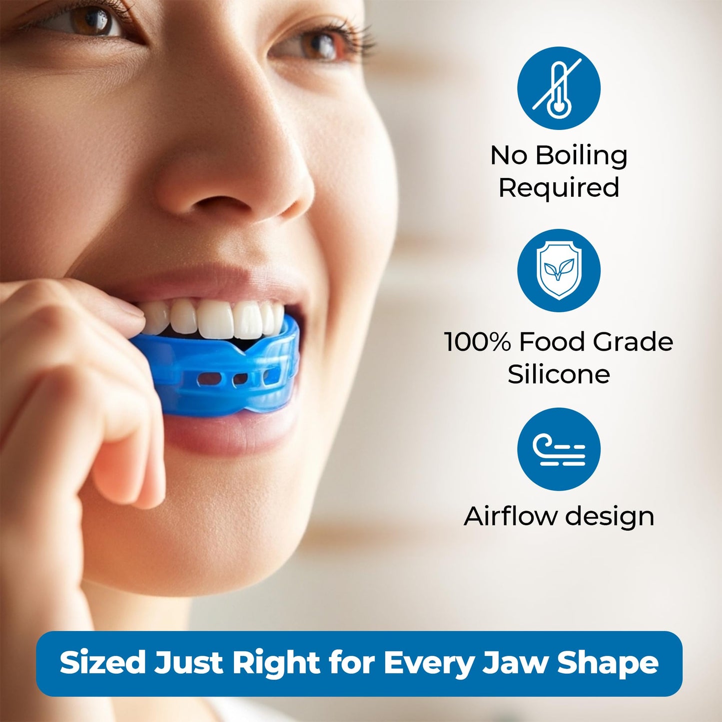 Reviv Mouth Guard for Grinding Teeth at Night - Food-Grade Silicone Night Guard (Large Blue)